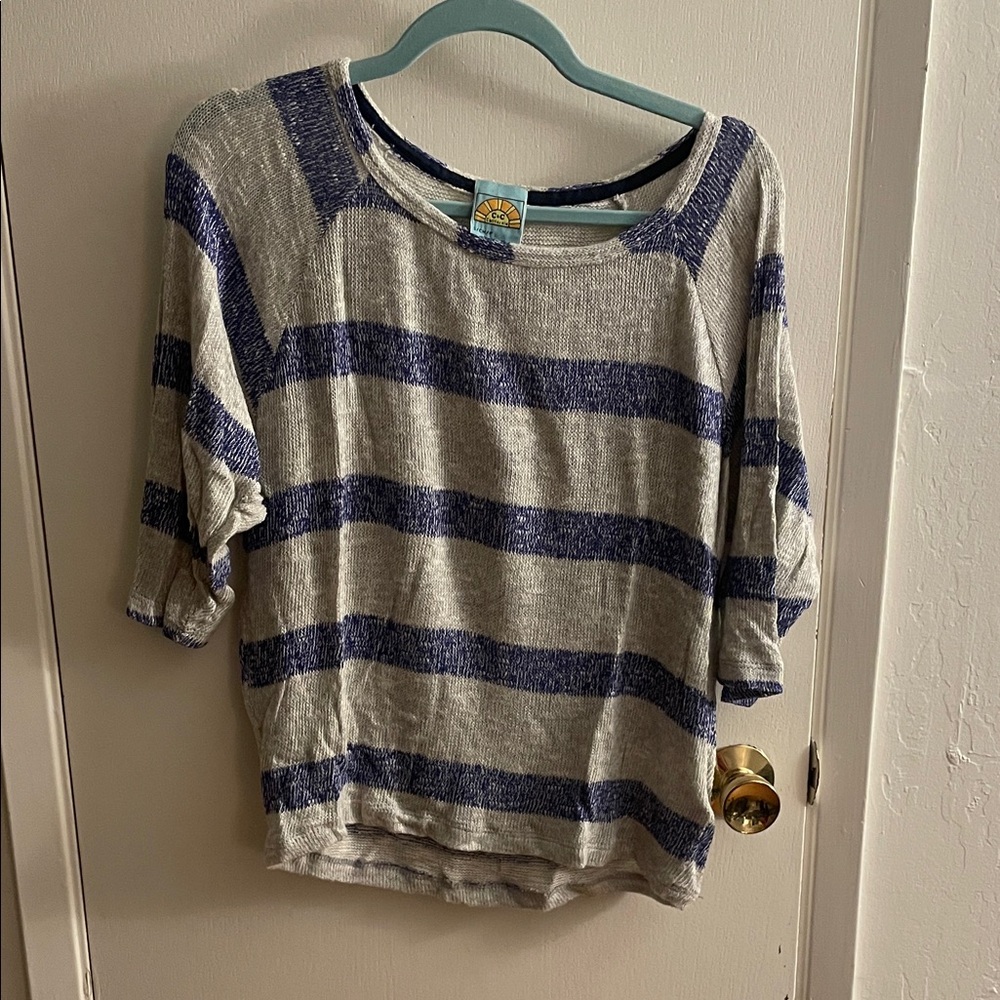 C&C California Blue and Gray Knit Top